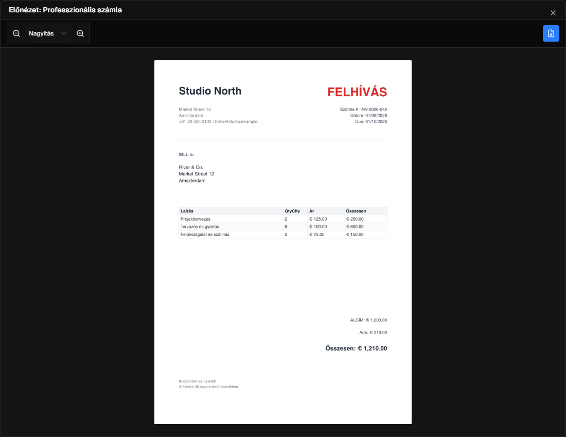 InkSmith bemutatja a teljes méretű PDF előzetes export előtt